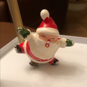 Christmas Santa Figurine clip on ornament old item and has some chips